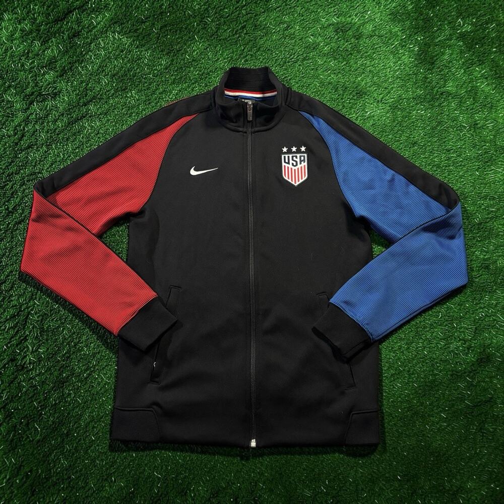 Nike USWNT Women Track Jacket Medium Black Red Blue Soccer Full Zip 727962-012